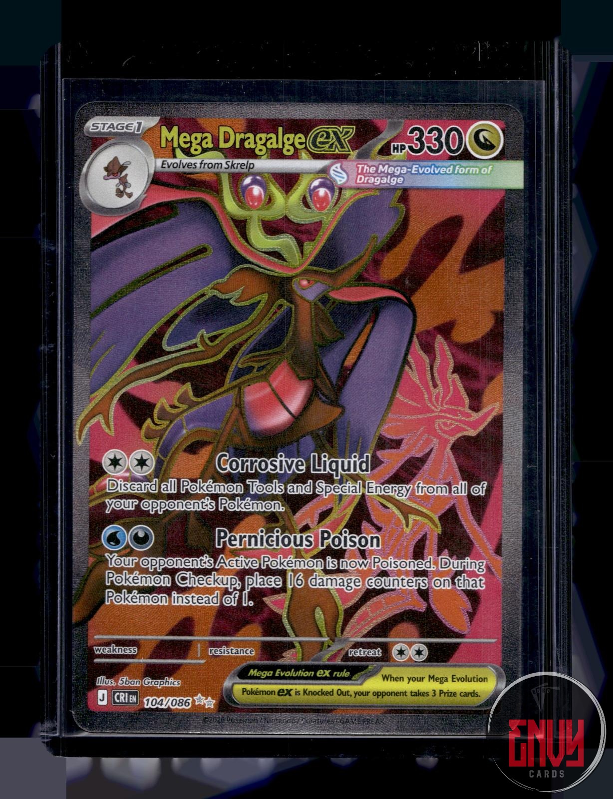 Mega Dragalge ex Near Mint 104/086 Ultra Rare Chaos Rising Pokemon Holo