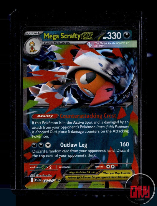 Mega Scrafty ex Near Mint 135/217 Double Rare Ascended Heroes Pokemon