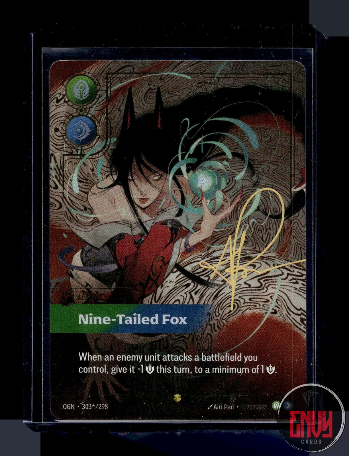 Ahri Nine-Tailed Foil NM (Signature) 303*/298 Overnumbered Origins Riftbound