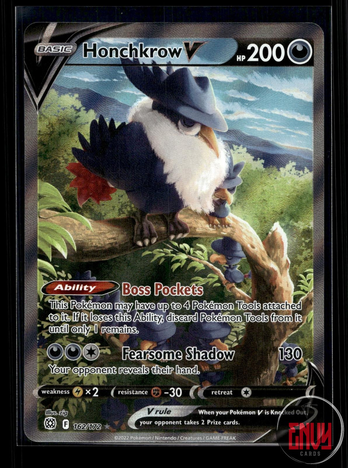 Honchkrow V NM 162/172 UR Brilliant Stars Pokemon Holo