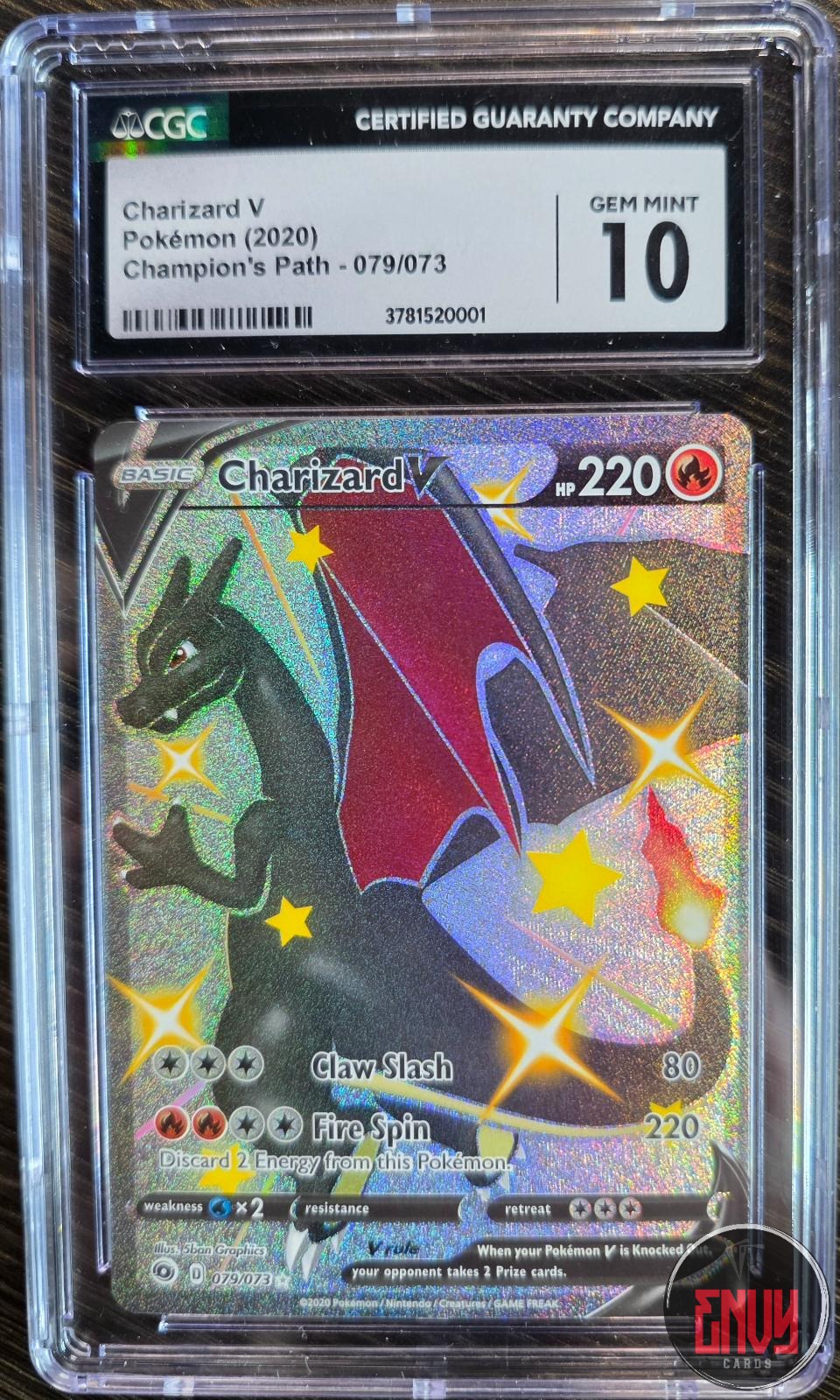 Charizard V Near Mint 079/073 Secret Rare Champion's Path CGC Gem Mint 10