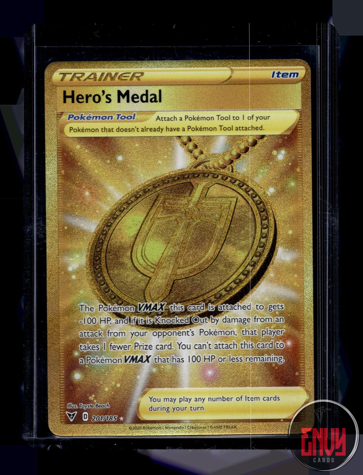 Hero's Medal Near Mint 201/185 Secret Rare Vivid Voltage Pokemon