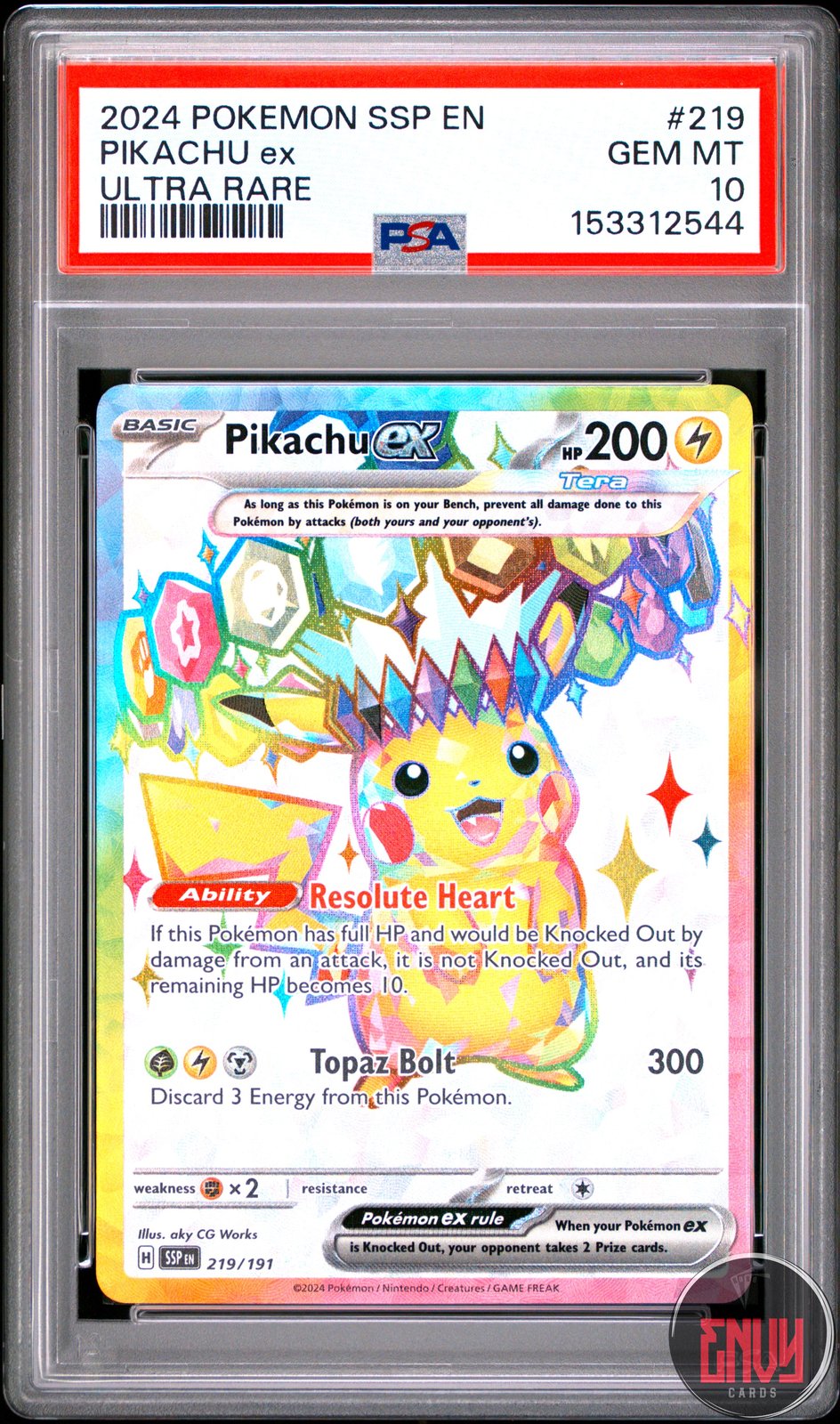 Pikachu EX 219/191 Ultra Rare Ssp En Surging Sparks Pokemon PSA 10