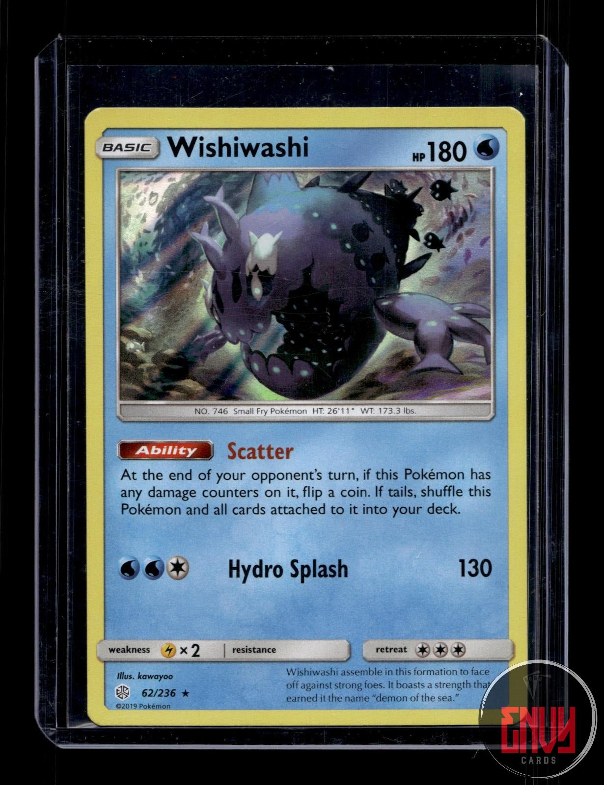 Wishiwashi Lightly Played 62/236 Rare Cosmic Eclipse Pokemon Holo