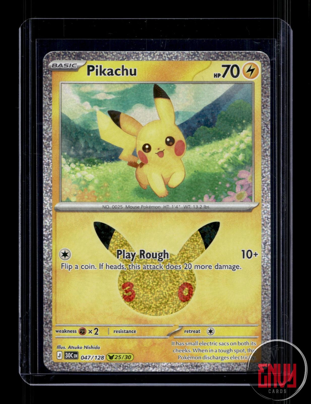 Pikachu NM 047/128 Pikachu Rare ME: 30th Celebration Pokemon Holo