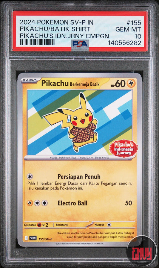Pikachu In Batik Shirt 155 Pikachu's Indonesia Journey Campaign Pokemon PSA 10