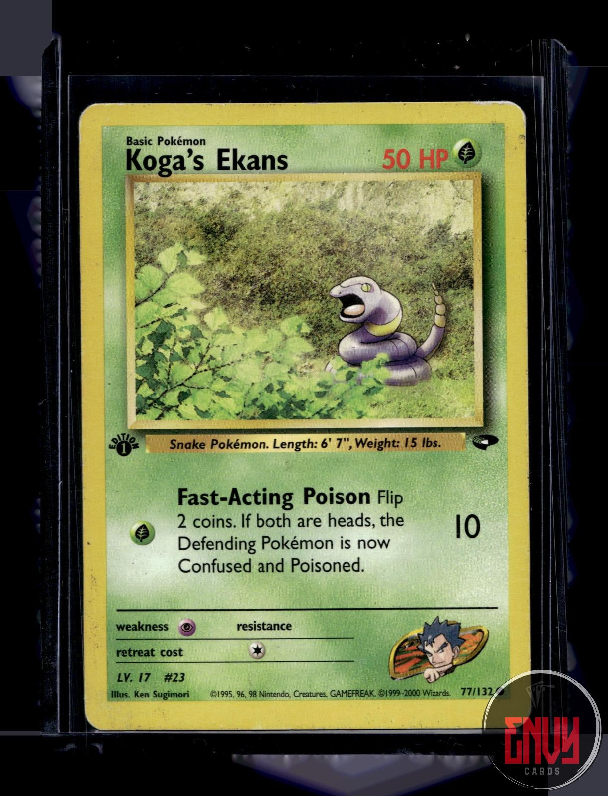 Koga's Ekans Moderately Played 77/132 Common Gym Challenge Pokemon 1st Edition