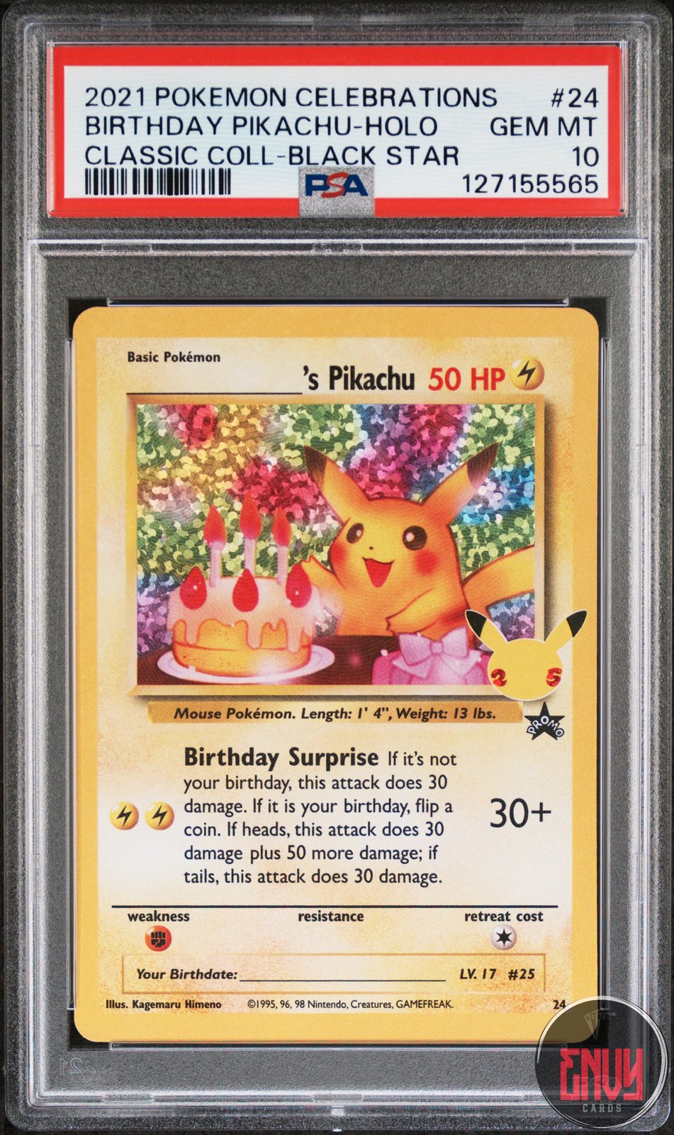 Birthday Pikachu Holo 24 Celebrations Classic Collection Pokemon PSA 10
