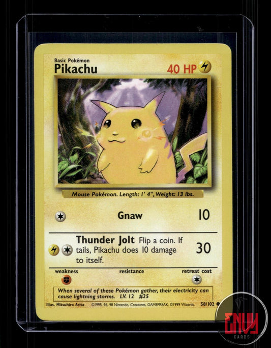 Pikachu Near Mint 58/102 Common Base Set Unlimited Pokemon