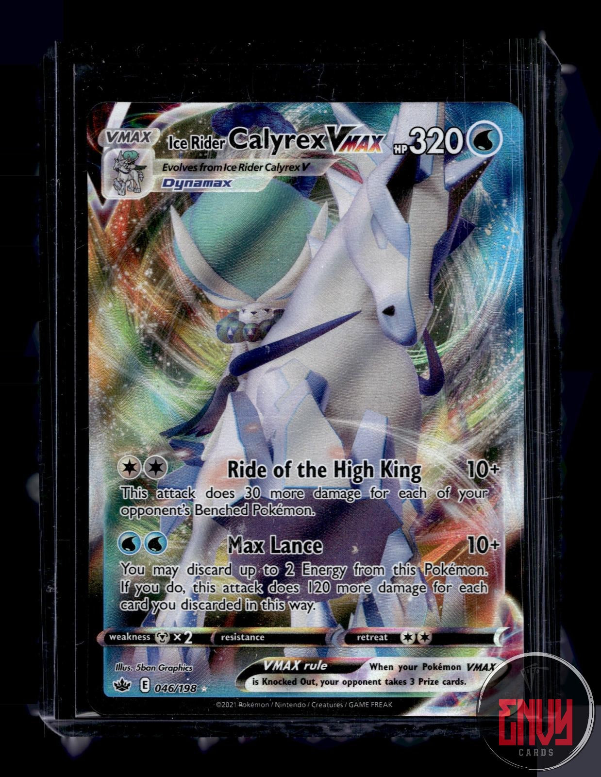 Ice Rider Calyrex VMAX Near Mint 046/198 VMAX Rare Chilling Reign Pokemon Holo