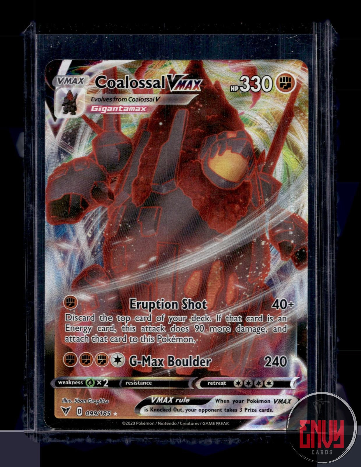 Coalossal VMAX Lightly Played 099/185 VMAX Rare Vivid Voltage Pokemon Holo