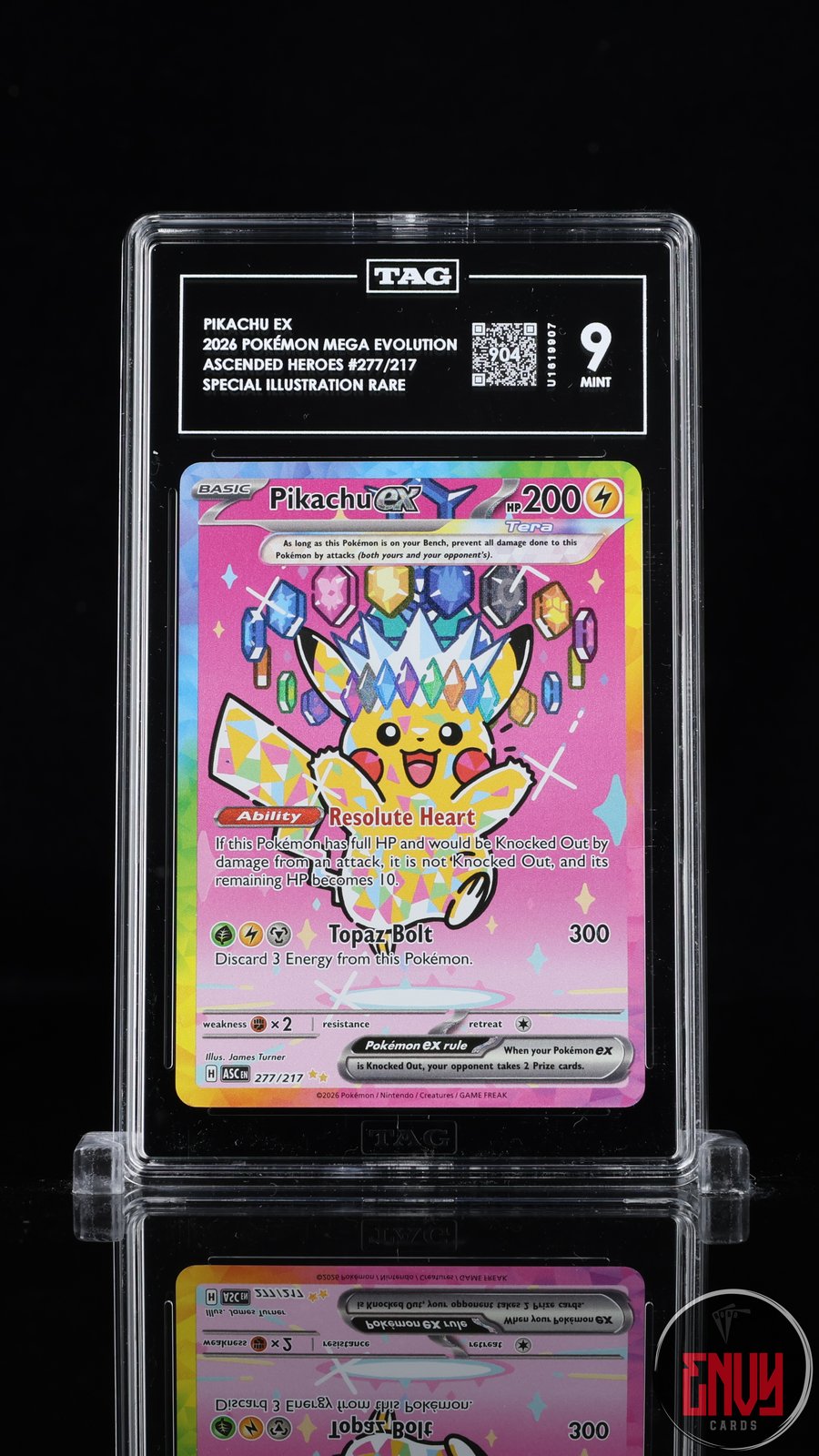 Pikachu EX 277/217 Special Illustration Rare Ascended Heroes Pokemon Tag 9 Mint