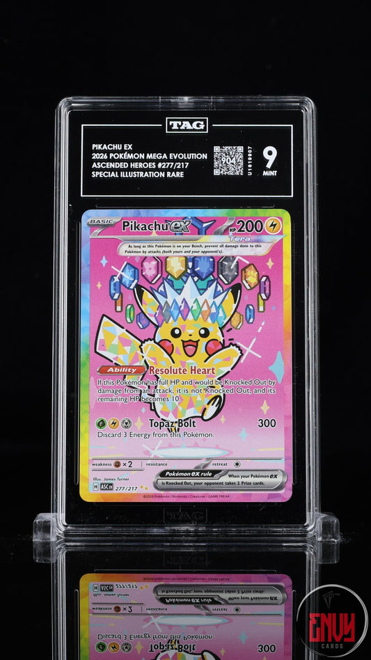 Pikachu EX 277/217 Special Illustration Rare Ascended Heroes Pokemon Tag 9 Mint