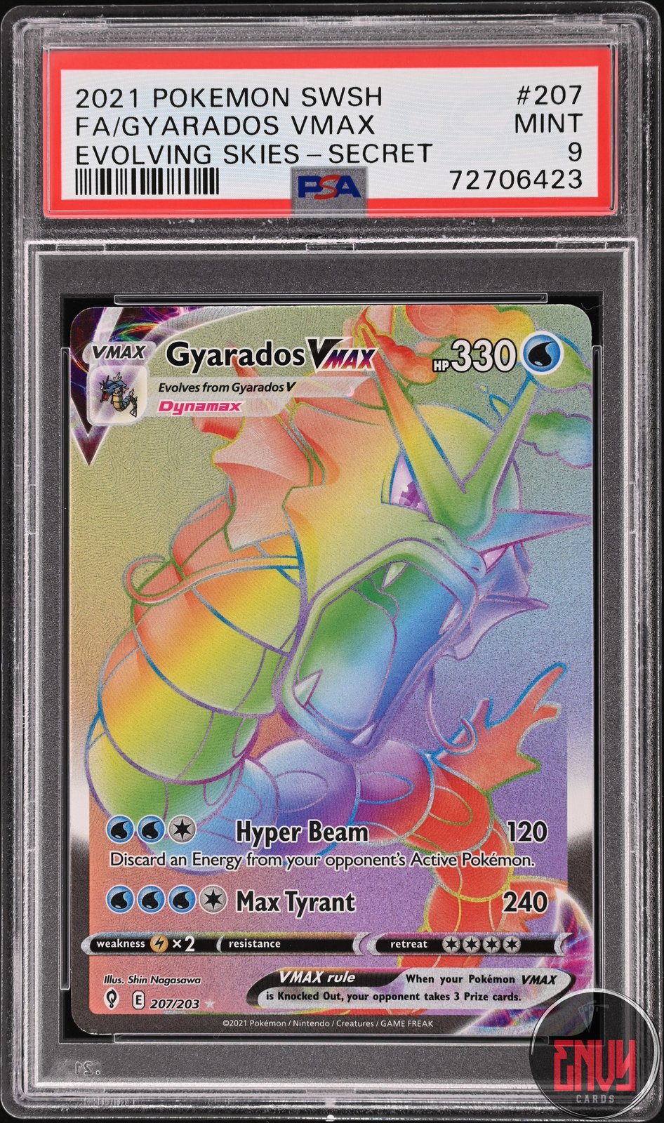 Gyarados Vmax 207/203 Secret Evolving Skies Pokemon PSA 9