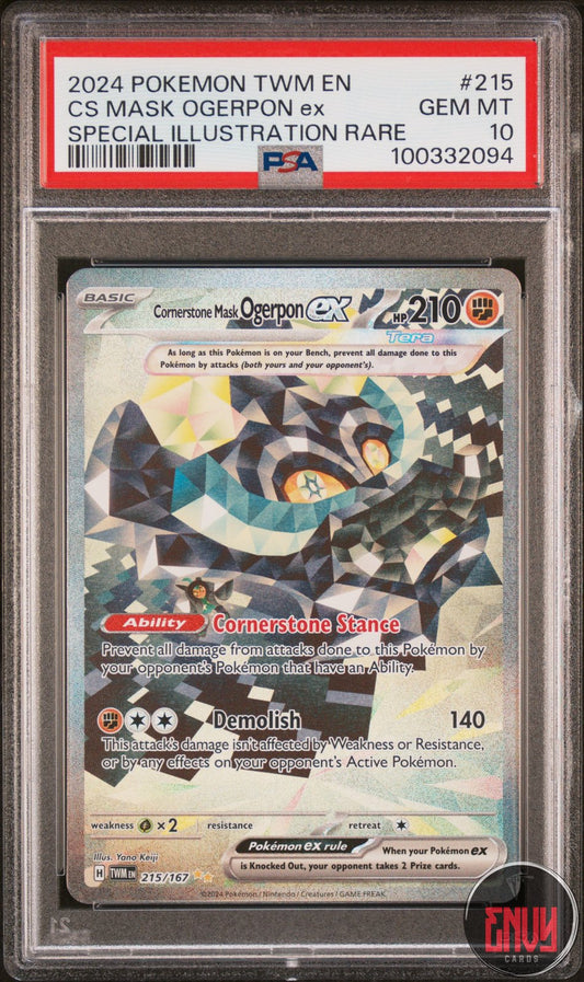 Cornerstone Mask Ogerpon EX 215/167 Special Illustration Rare Pokemon PSA 10