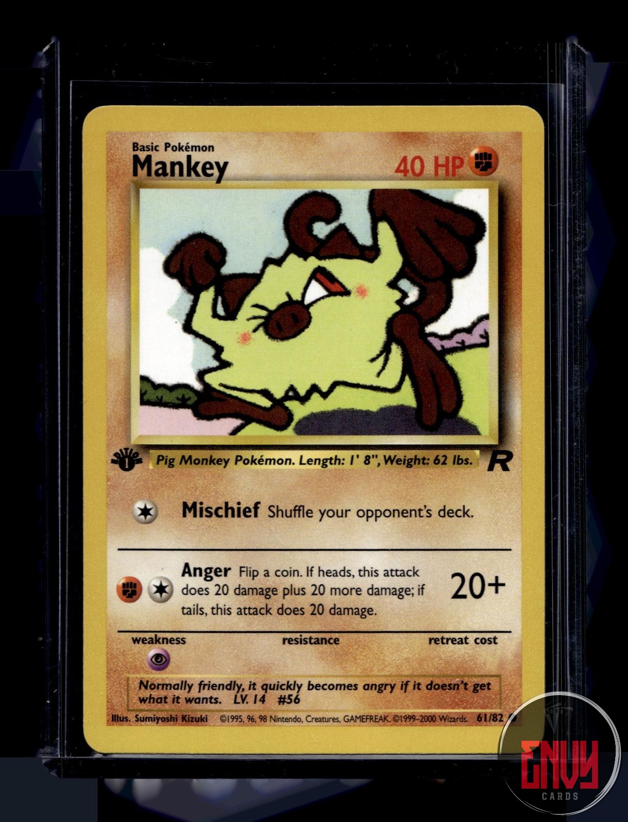 Mankey Lightly Played 61/82 Common Team Rocket Pokemon 1st Edition