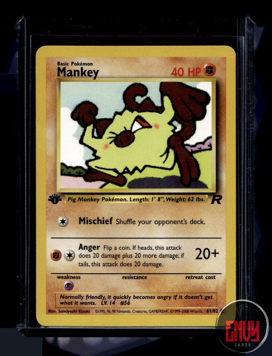 Mankey Lightly Played 61/82 Common Team Rocket Pokemon 1st Edition