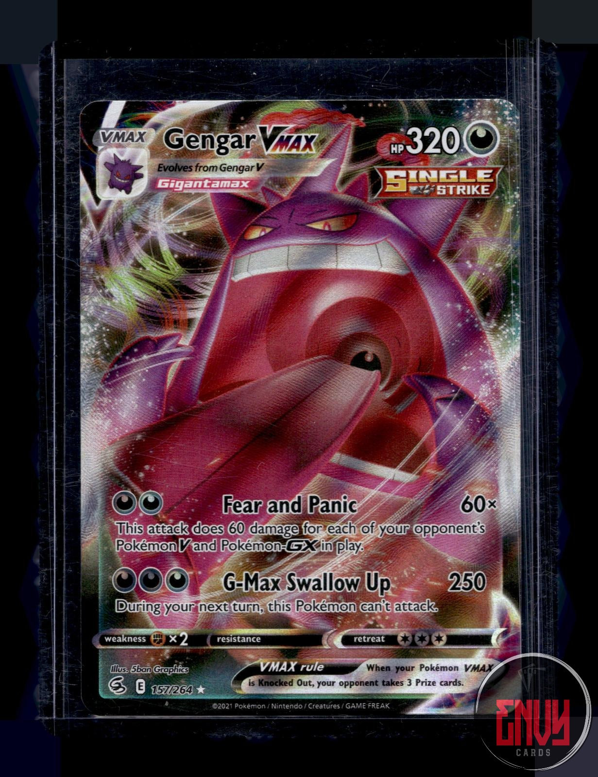 Gengar VMAX Near Mint 157/264 VMAX Rare Fusion Strike Pokemon Holo