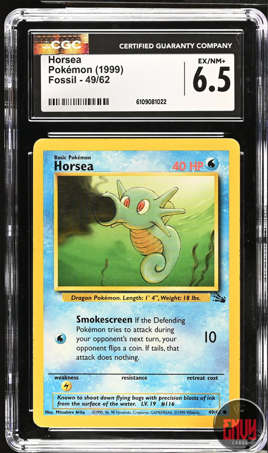 Horsea 49/62 Fossil Pokemon CGC 6.5 Ex/Nm+