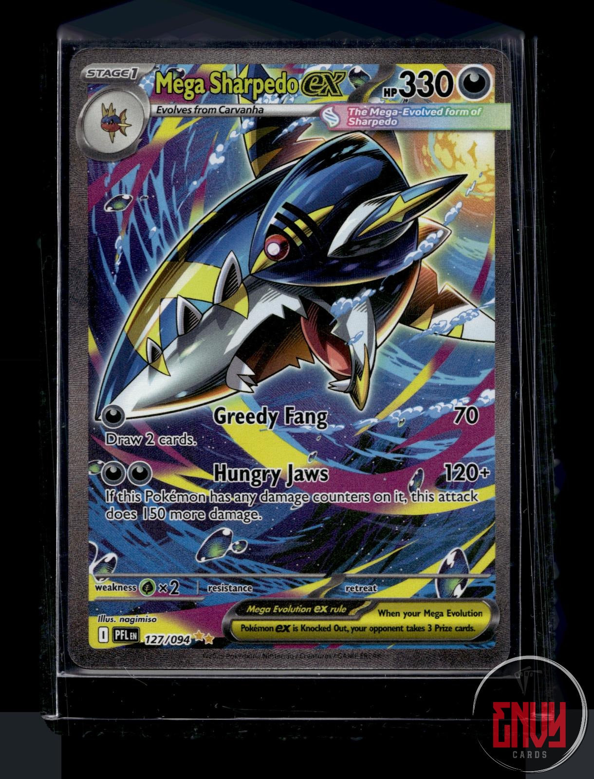 Mega Sharpedo ex NM 127/094 Phantasmal Flames Pokemon Holo