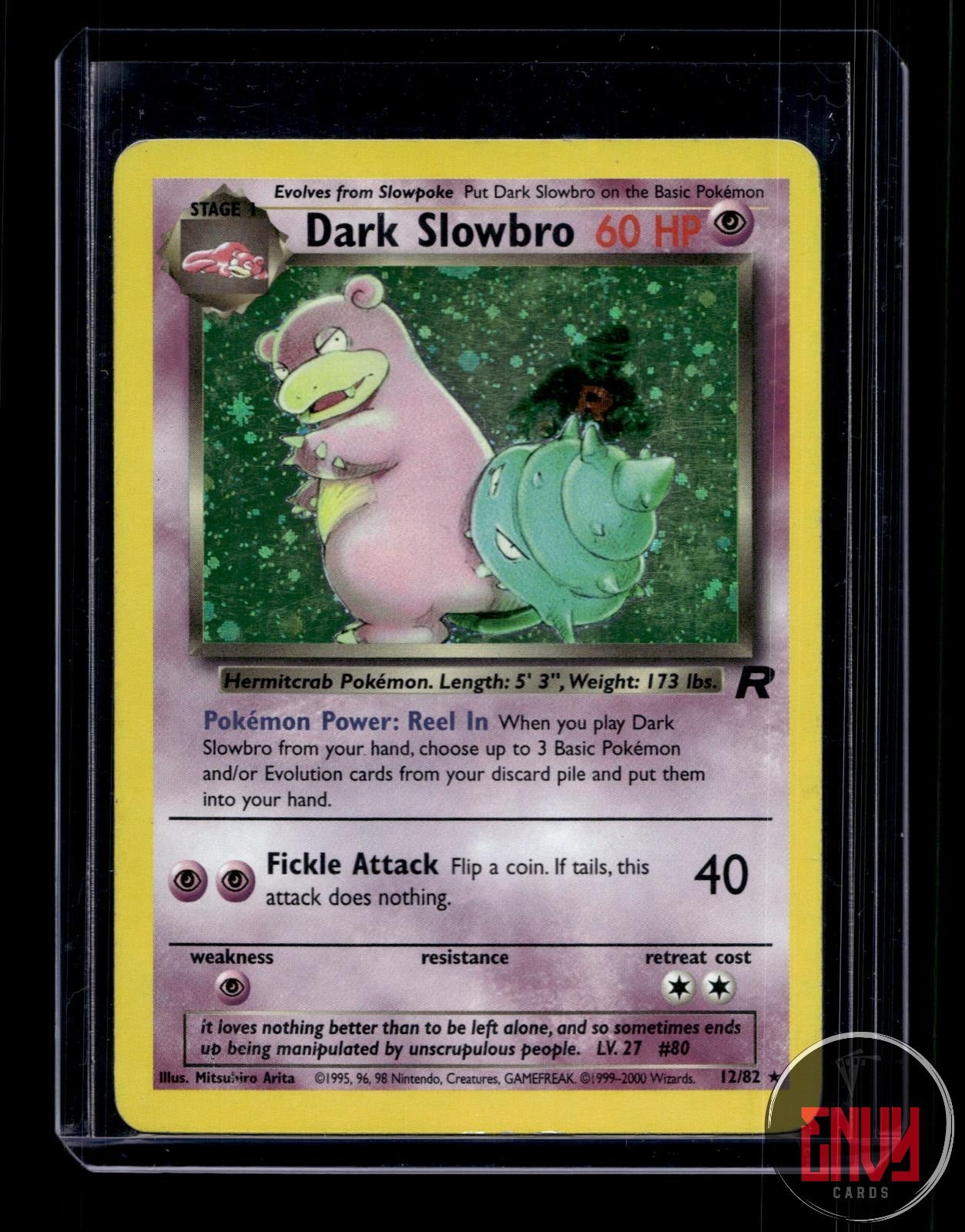 Dark Slowbro Heavily Played 12/82 Rare Team Rocket Pokemon Unlimited Holo