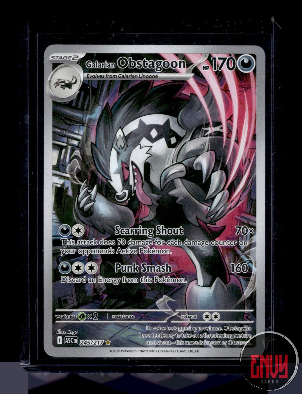 Galarian Obstagoon LP 245/217 Illustration Rare Ascended Heroes Pokemon