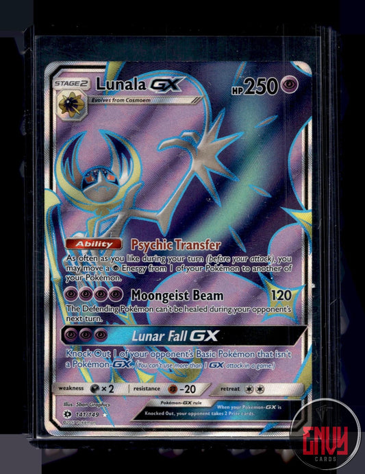 Lunala GX (Full Art) Lightly Played 141/149 Ultra Rare SM Base Set Pokemon Holo