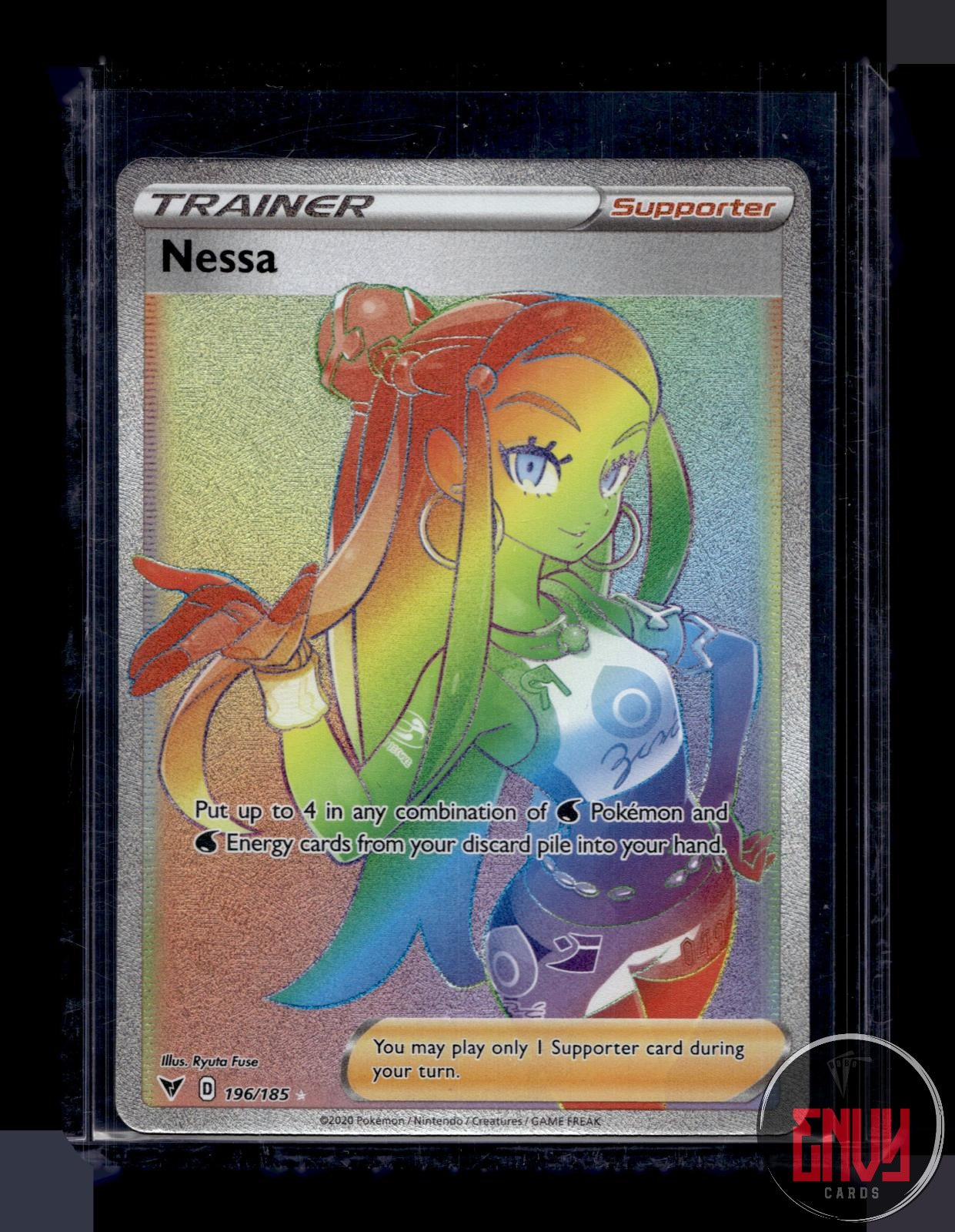 Nessa Near Mint 196/185 Rainbow Rare Vivid Voltage Pokemon Holo