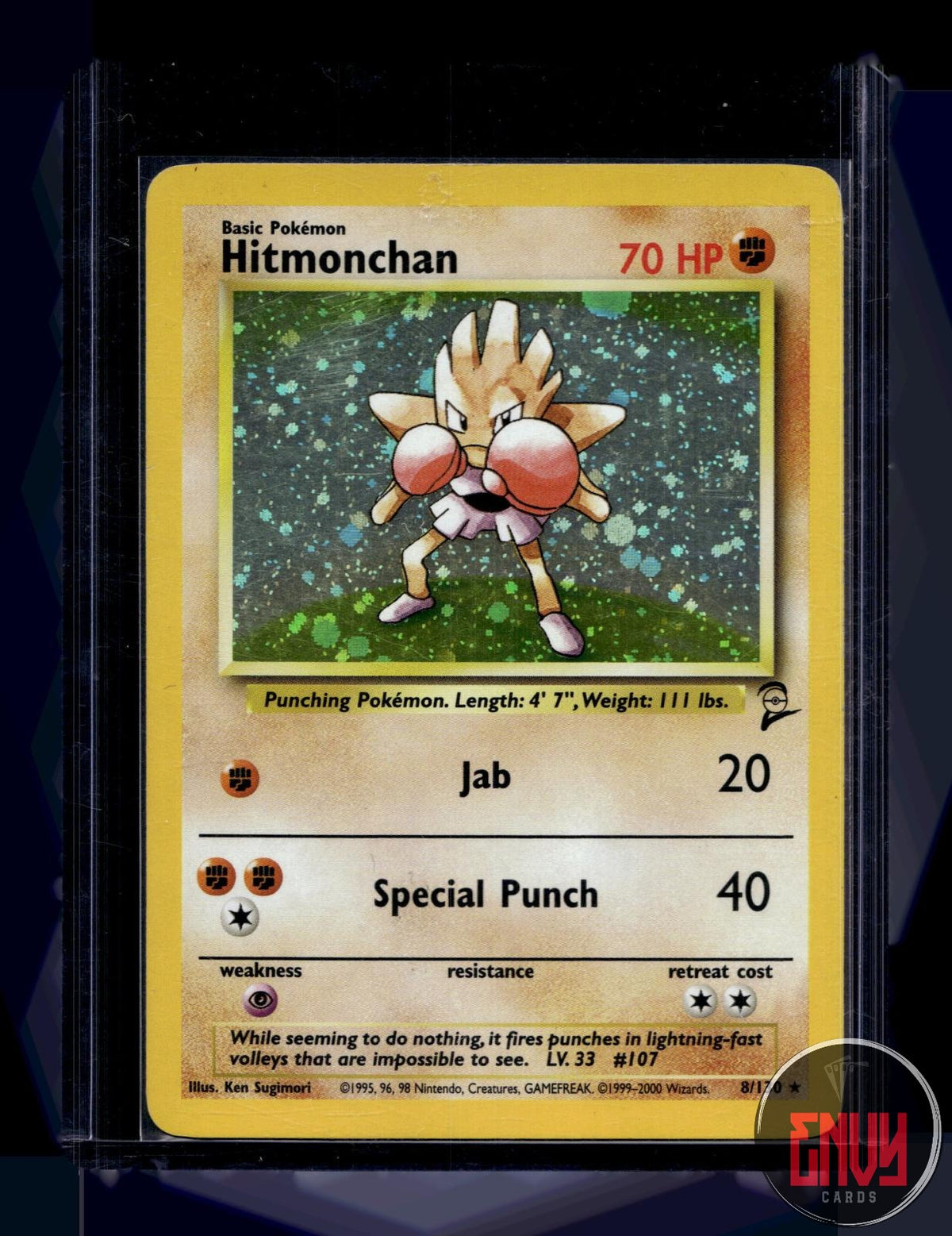 Hitmonchan MP 8/130 R Base Set 2 Pokemon Holo