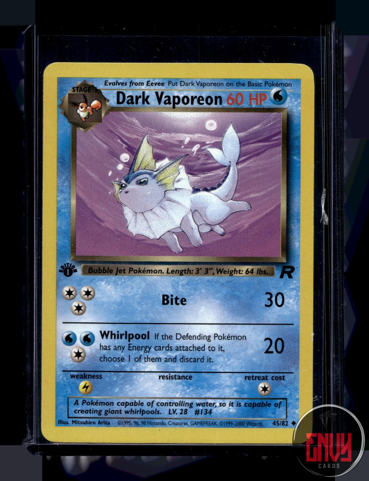 Dark Vaporeon Lightly Played 45/82 Uncommon Team Rocket Pokemon 1st Edition