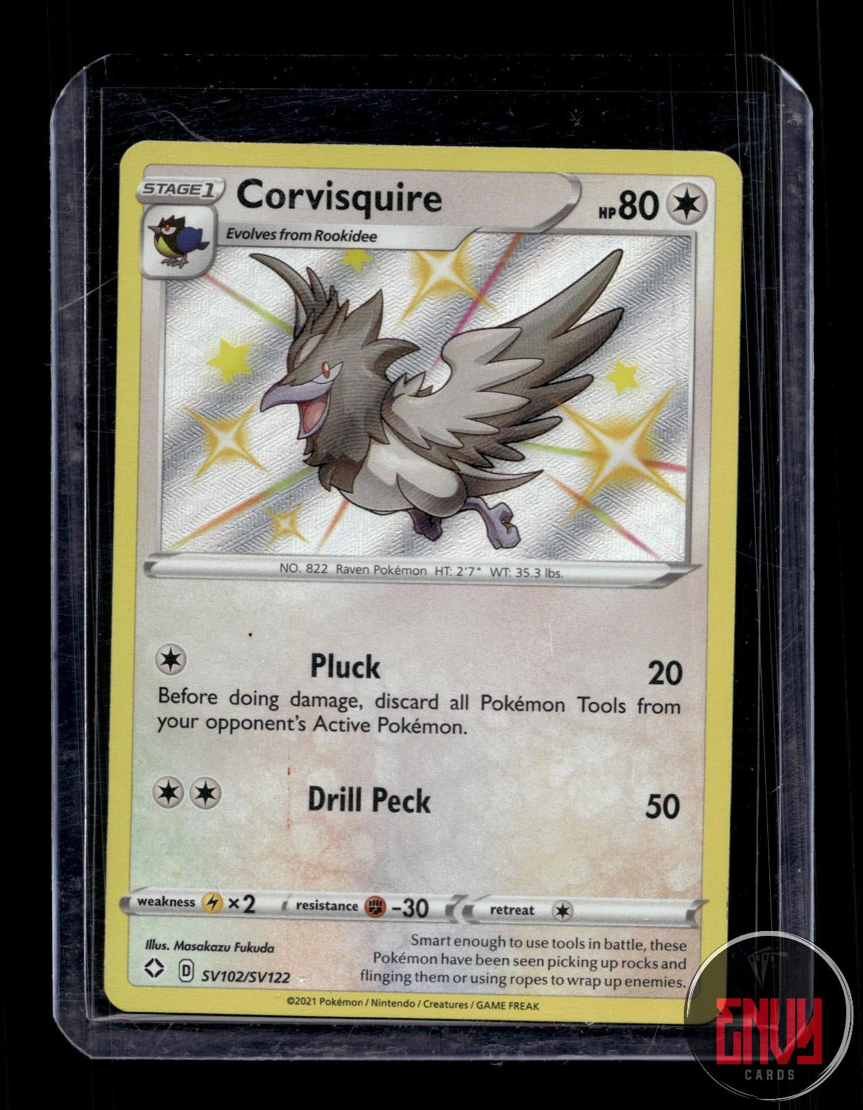 Corvisquire NM SV102/SV122 Shiny Rare Shining Fates Shiny Vault Pokemon Holo