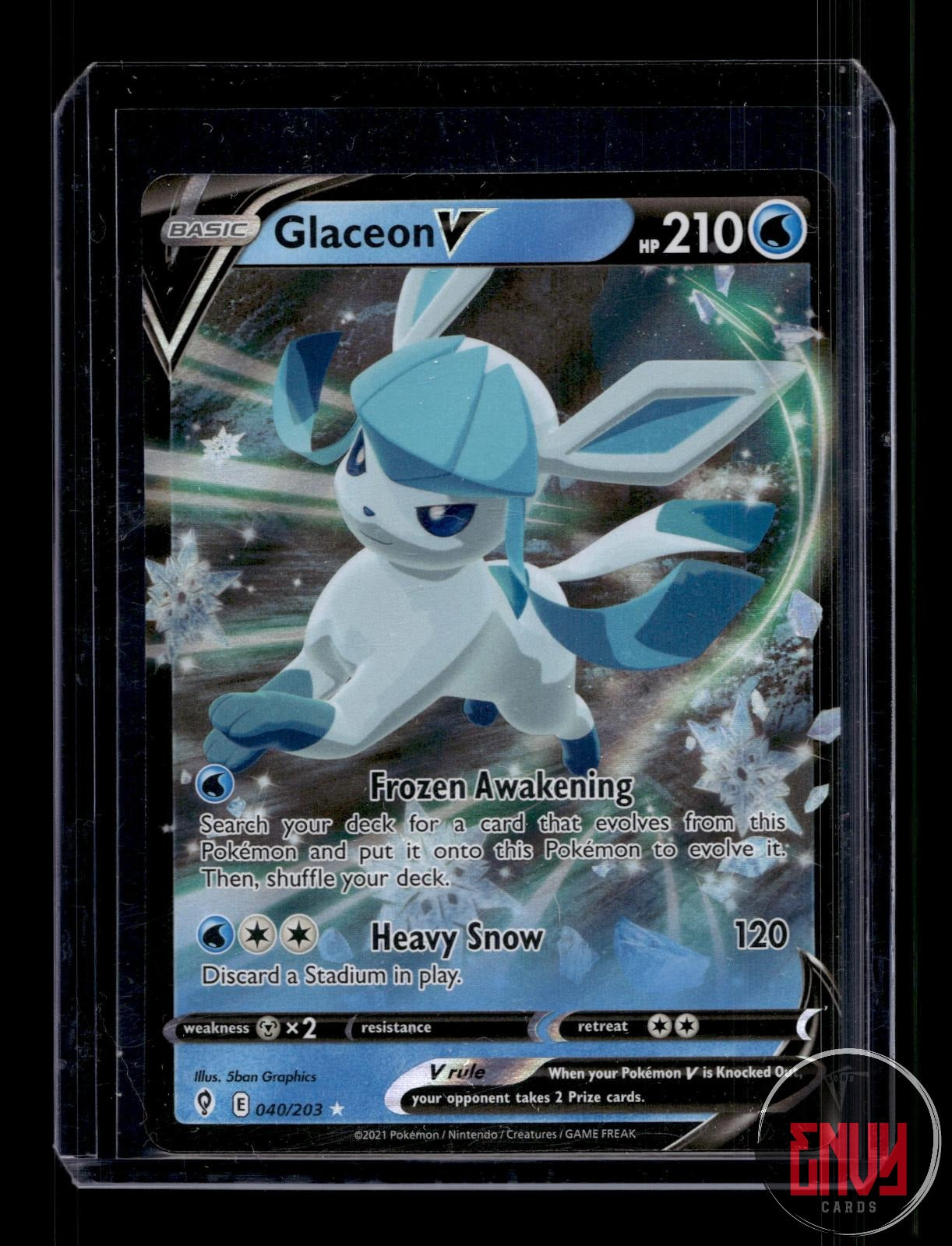 Glaceon V Near Mint 040/203 V Rare Evolving Skies Pokemon Holo