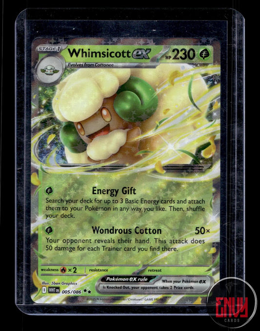 Whimsicott ex Near Mint 005/086 Double Rare White Flare Pokemon