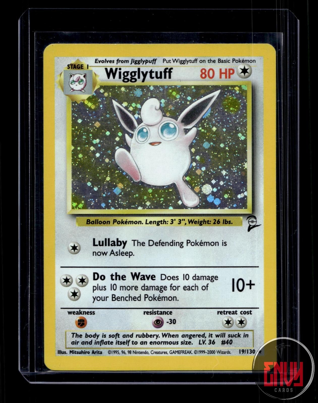 Wigglytuff Moderately Played 19/130 Rare Base Set 2 Pokemon Holo