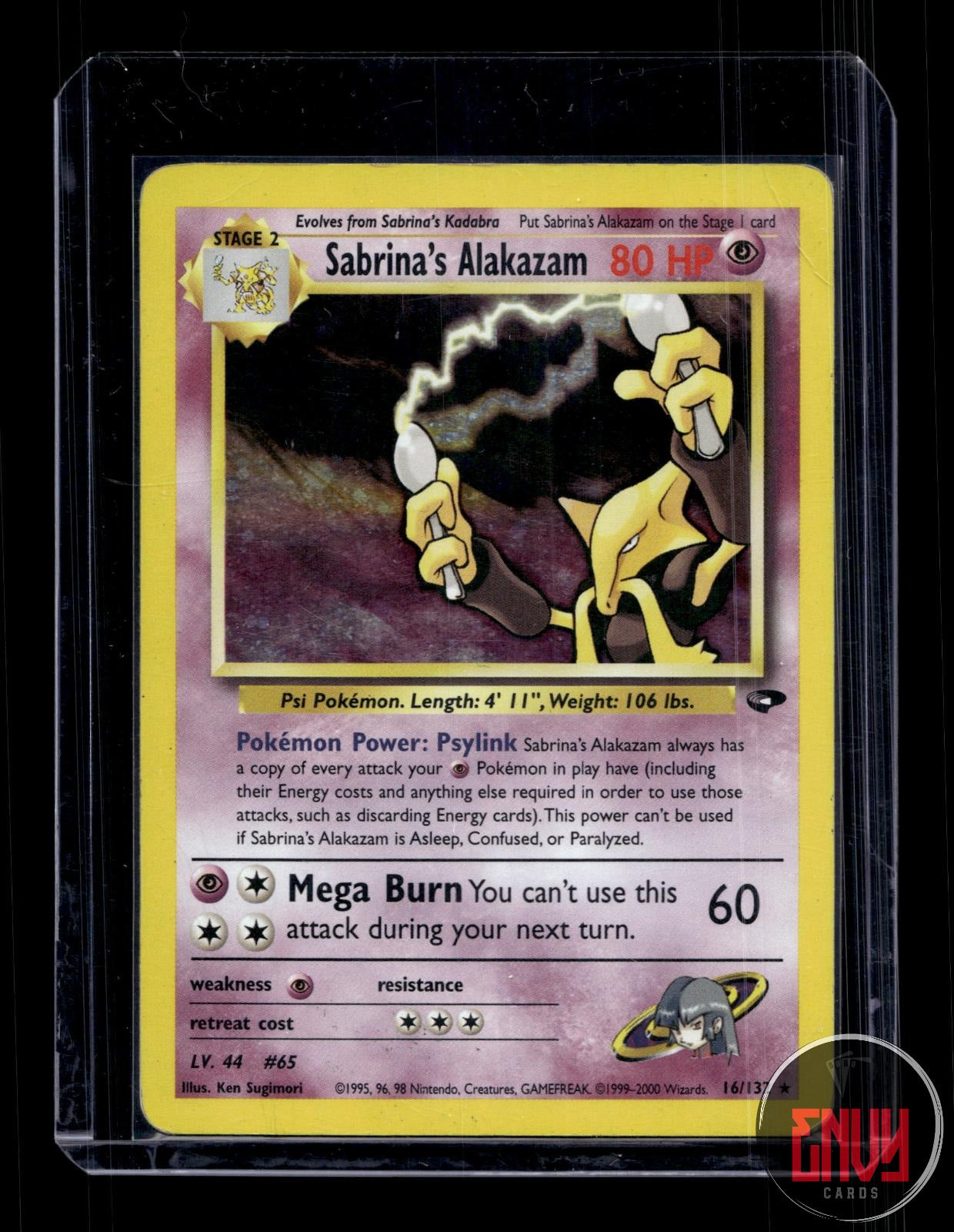 Sabrina's Alakazam HP 16/132 Rare Gym Challenge Pokemon Unlimited Holo