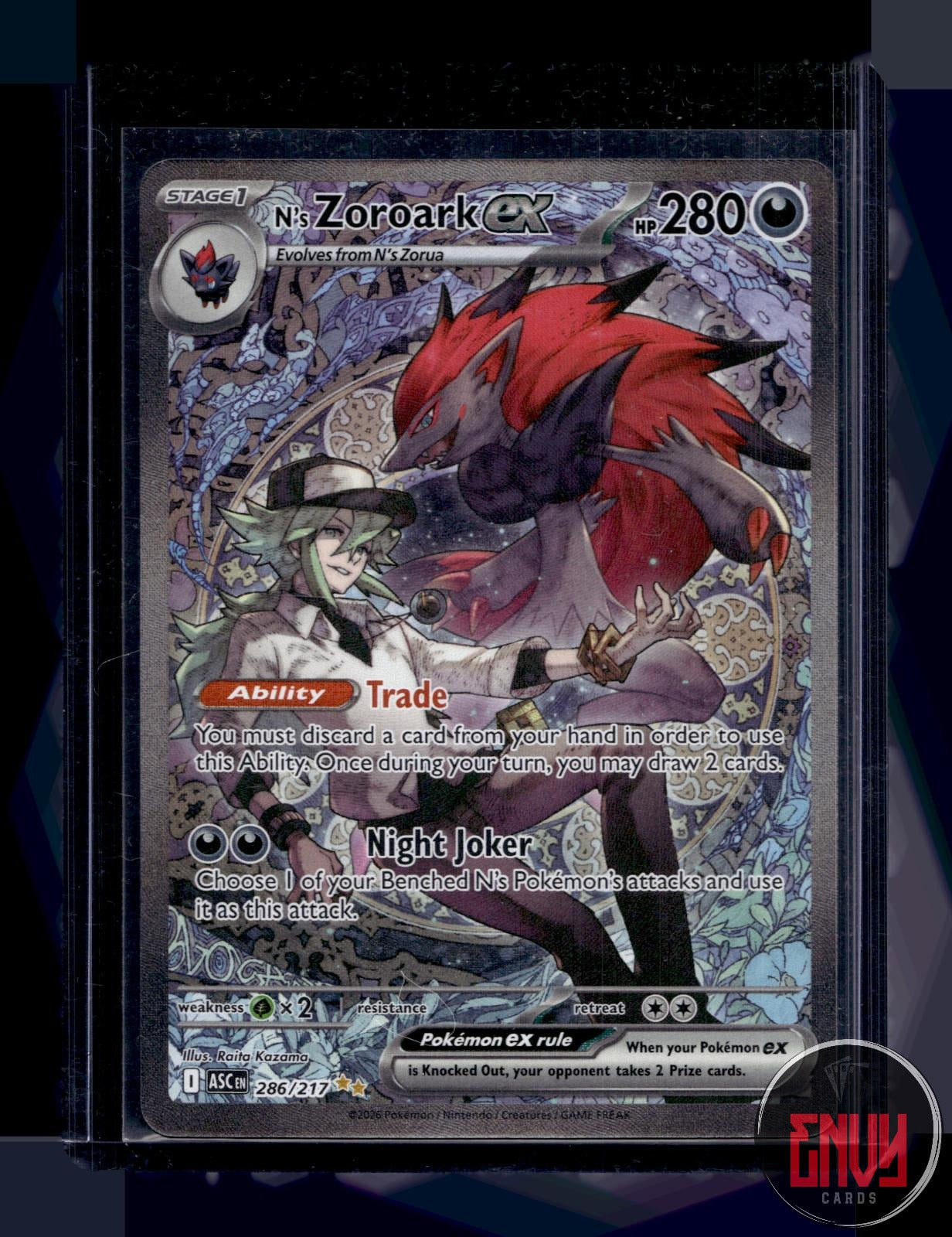 N's Zoroark ex NM 286/217 Special Illustration Rare Ascended Heroes Pokemon Holo