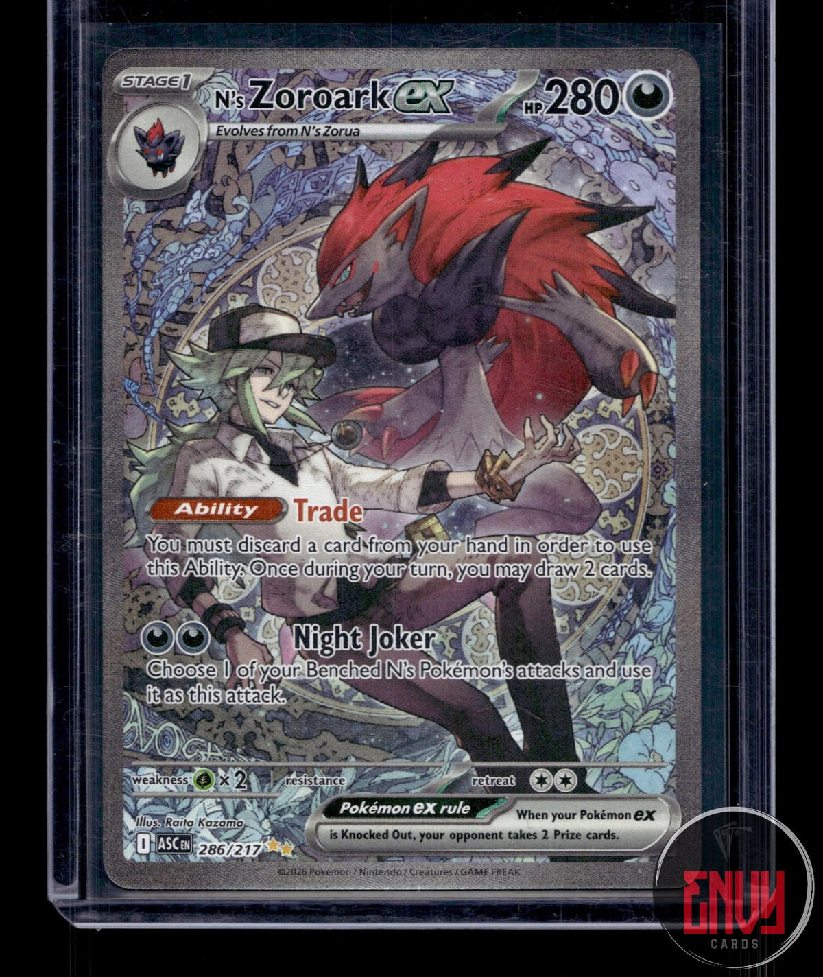 N's Zoroark ex NM 286/217 SIR Ascended Heroes Pokemon Holo
