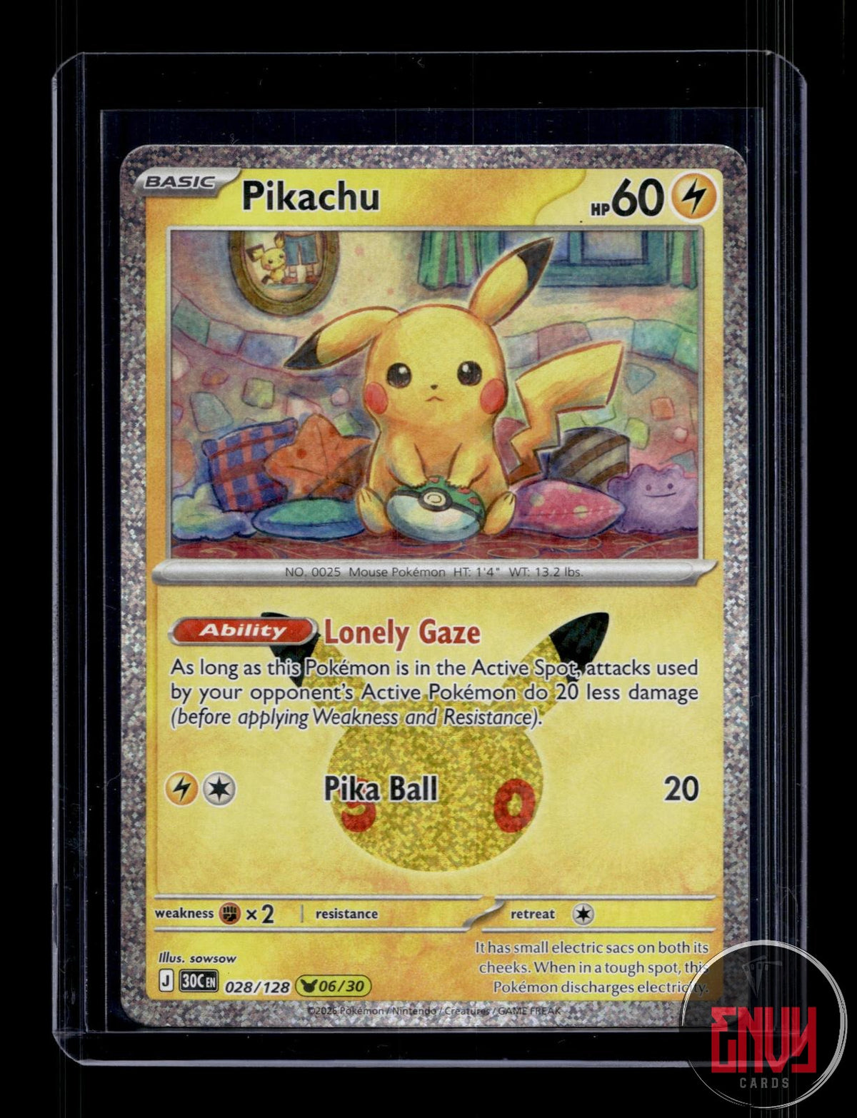Pikachu NM 028/128 Pikachu Rare ME: 30th Celebration Pokemon Holo