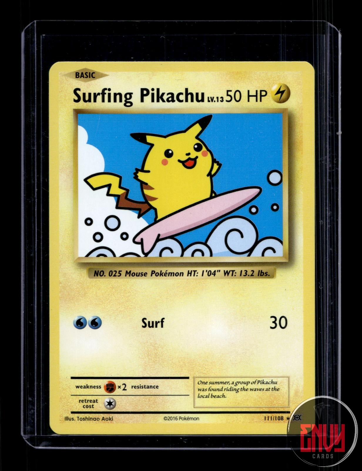 Surfing Pikachu Lightly Played 111/108 Secret Rare Evolutions Pokemon