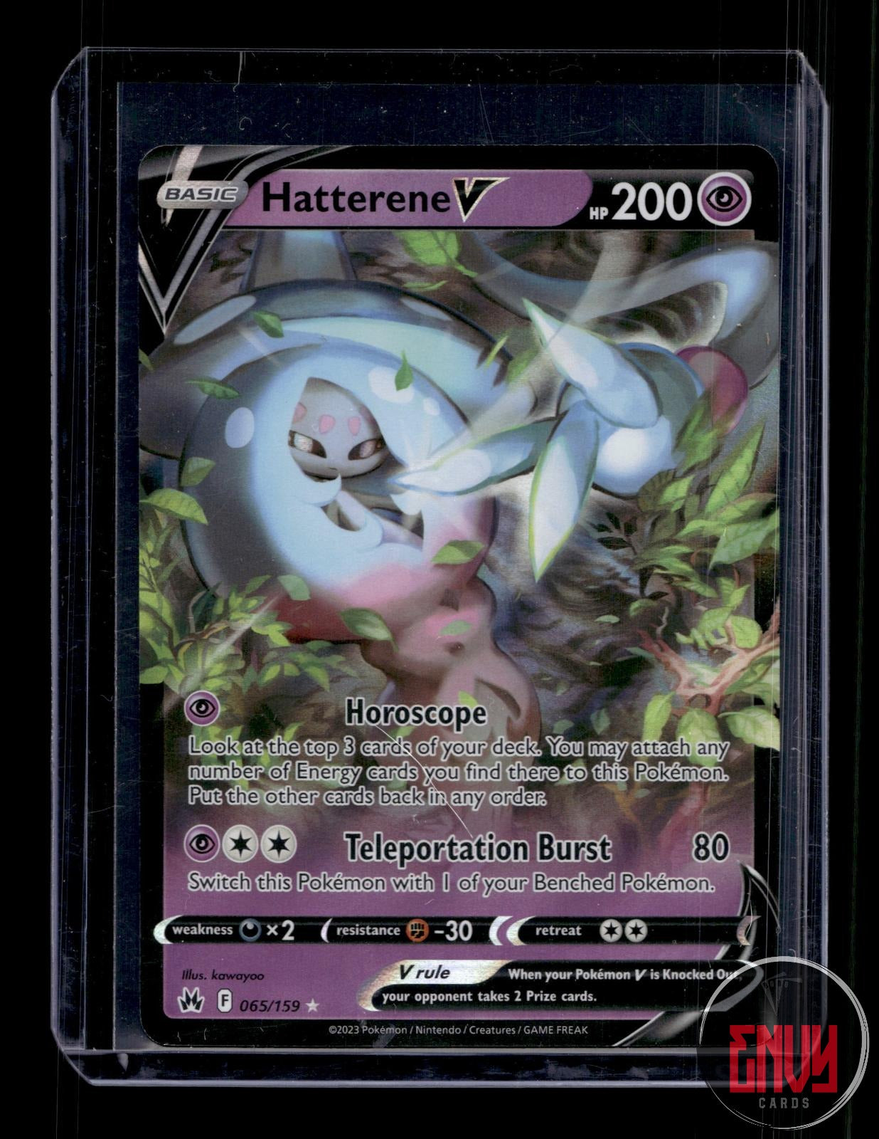 Hatterene V Near Mint 065/159 V Rare Crown Zenith Pokemon Holo