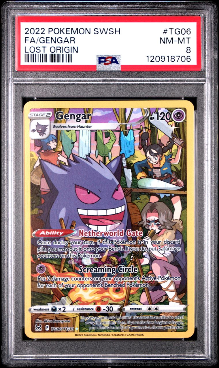 GENGAR/FA LOST ORIGIN 2022 POKEMON SWORD & SHIELD LOST ORIGIN #TG06 PSA 8