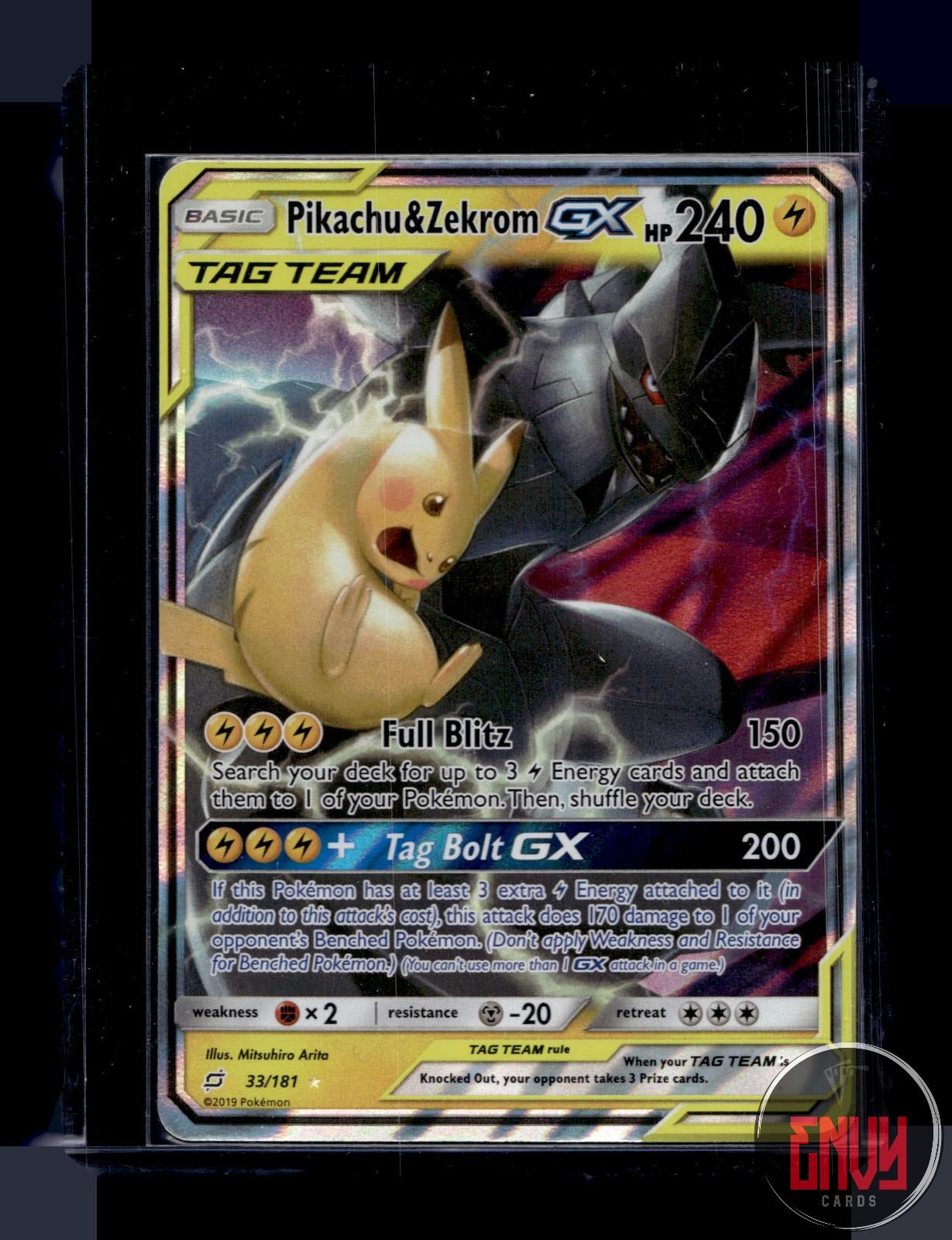 Pikachu & Zekrom GX Near Mint 33/181 GX Rare Team Up Pokemon Holo