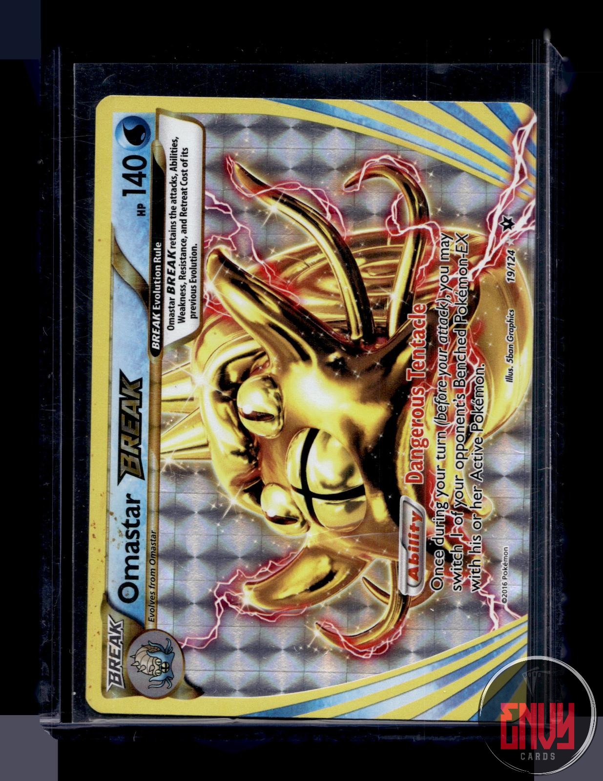 Omastar BREAK Damaged 19/124 BREAK Rare Fates Collide Pokemon