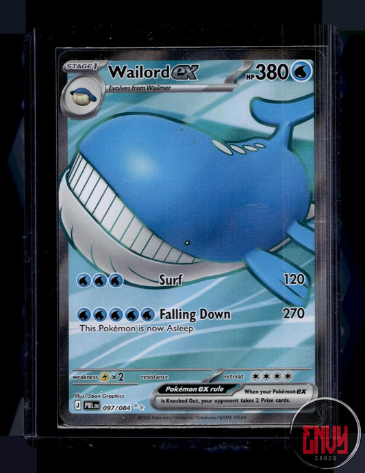 Wailord ex Near Mint 097/084 Ultra Rare Pitch Black Pokemon Holo
