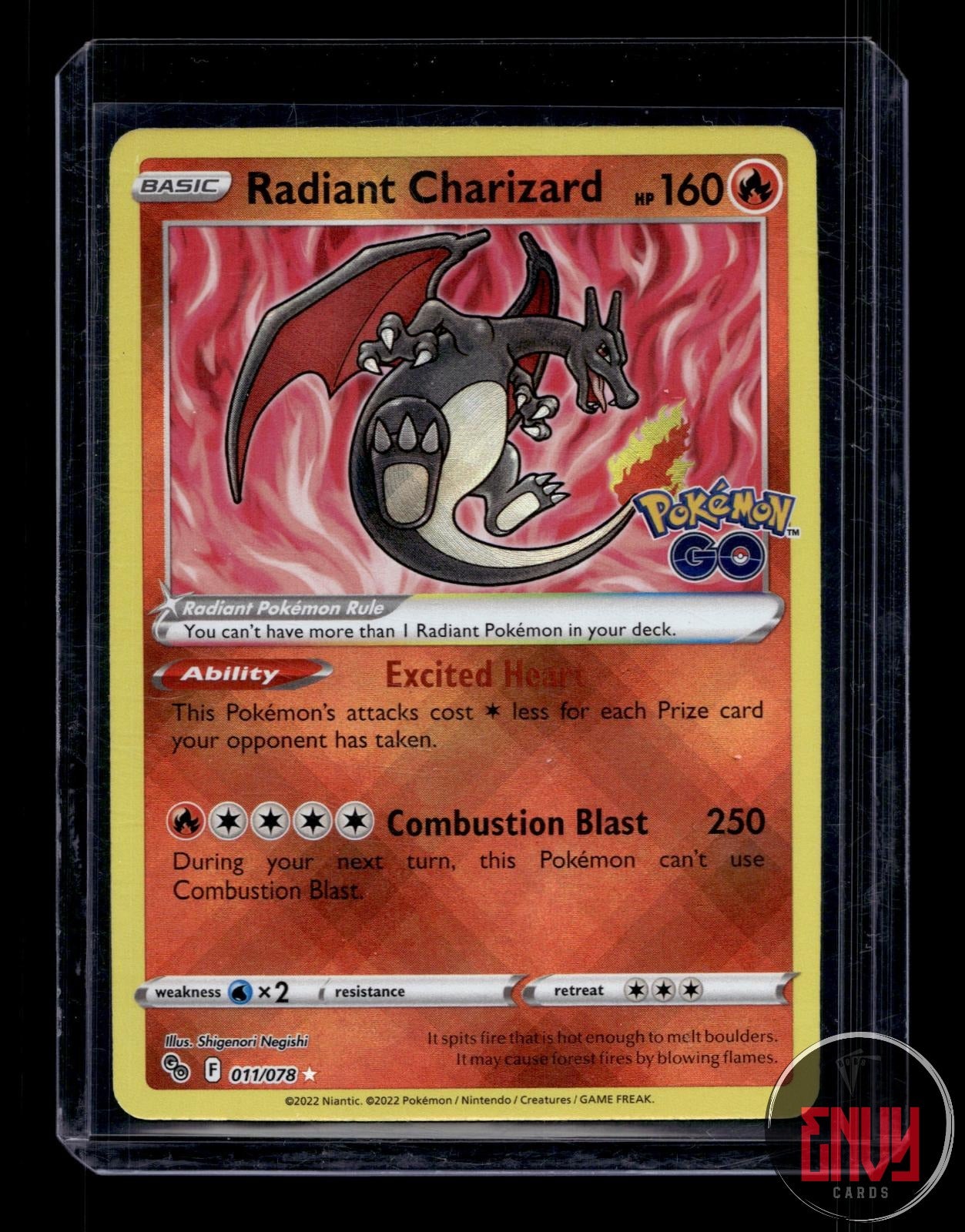 Radiant Charizard Near Mint 011/078 Radiant Rare Pokemon GO Pokemon Holo