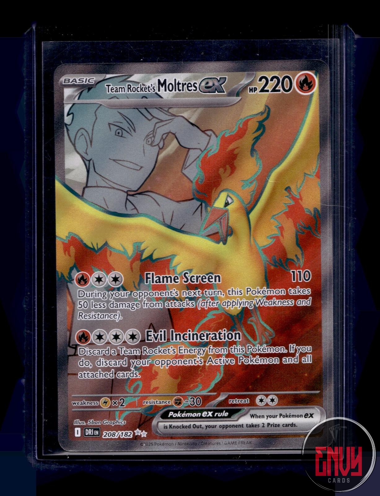 Team Rocket's Moltres ex Near Mint 208/182 Ultra Rare Destined Rivals Pokemon