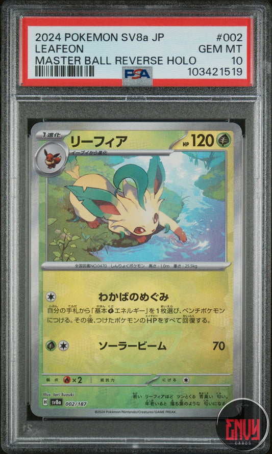 Leafeon 002/187 Master Ball Reverse Holo Pokemon Japanese PSA 10 Gem Mint