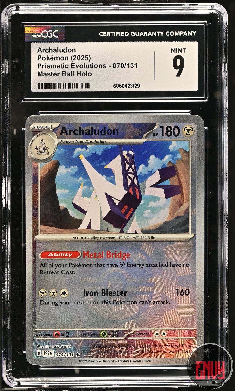 Archaludon 070/131 Master Ball Holo Prismatic Evolutions Pokemon CGC 9 Mint