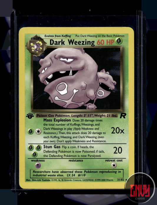 Dark Weezing Lightly Played 31/82 Rare Team Rocket Pokemon 1st Edition