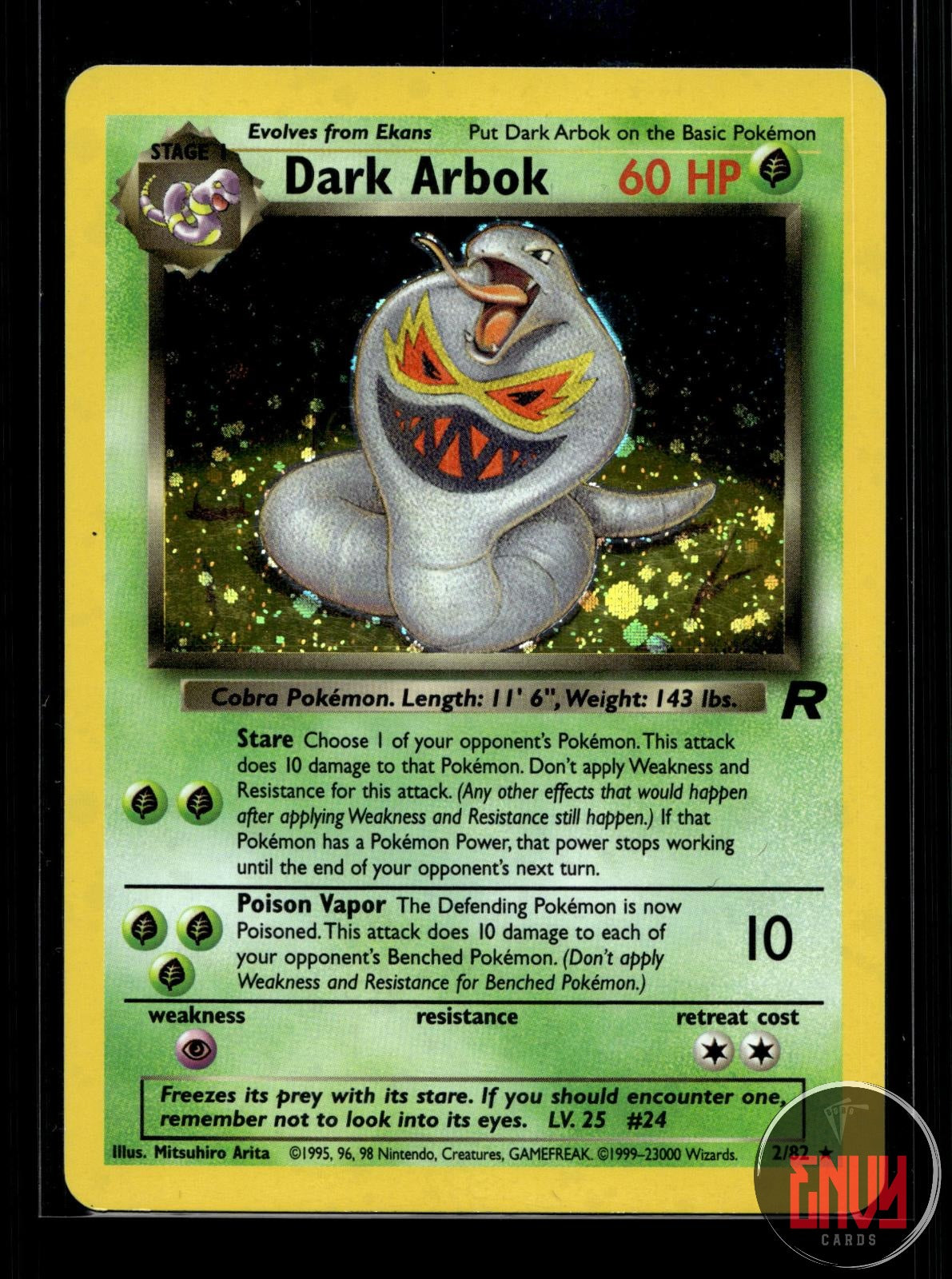 Dark Arbok LP 2/82 R Team Rocket Pokemon Unlimited Holo